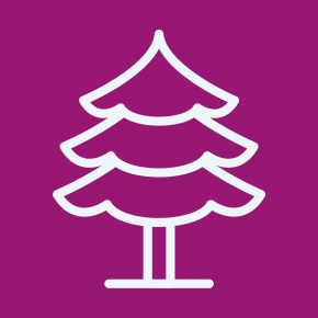 Icon of a tree over a ube-colored background