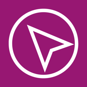 Icon of a compass on a ube colored background