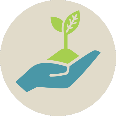Hand icon holding a seed