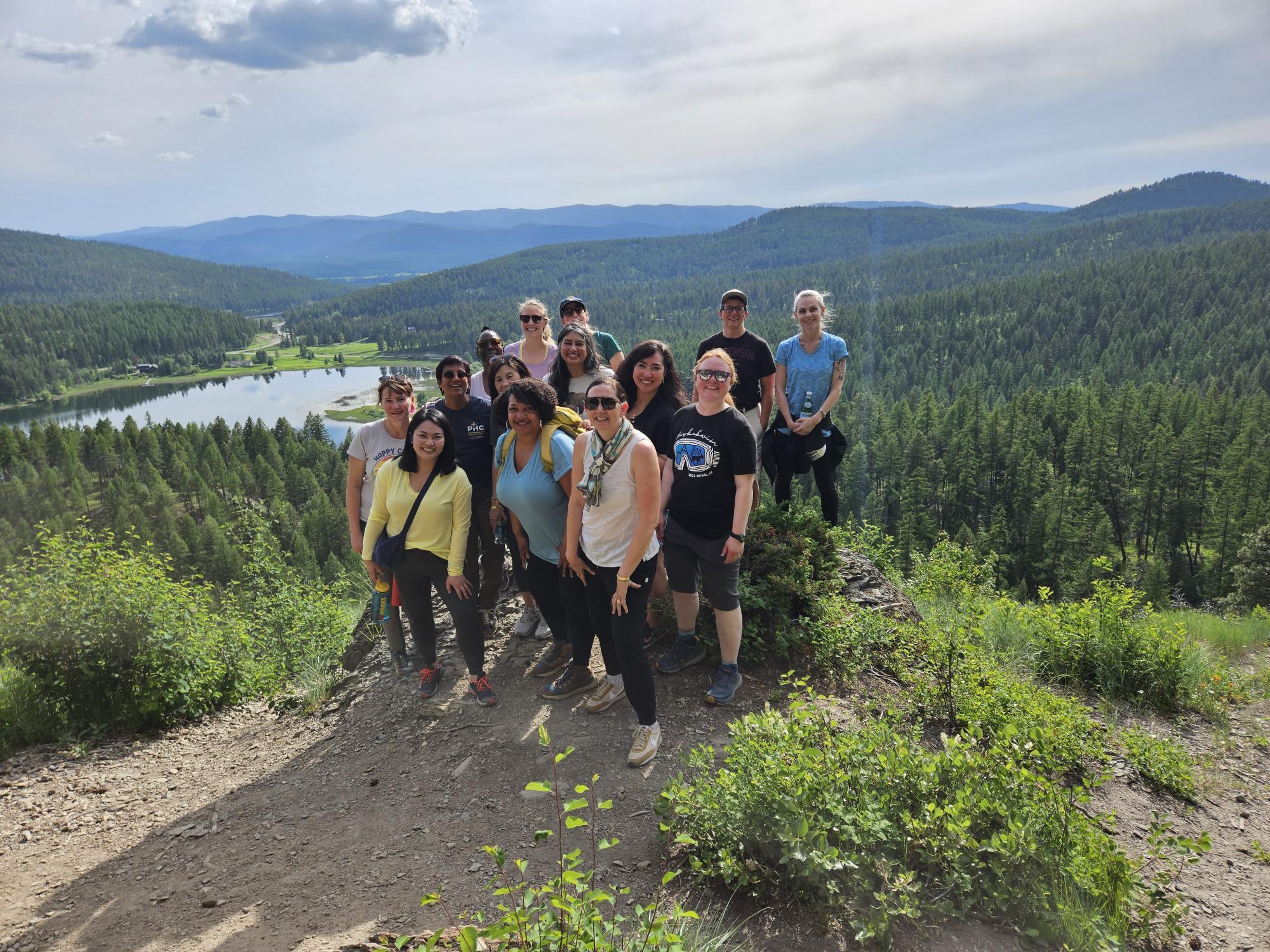 Photo of Philanthropy Northwest board and staff a hike on the Whitefish Trail in Montana