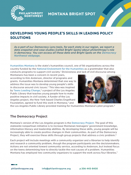 Cover image for Montana Bright Spot: Developing Young People’s Skills to Find Policy Solutions 