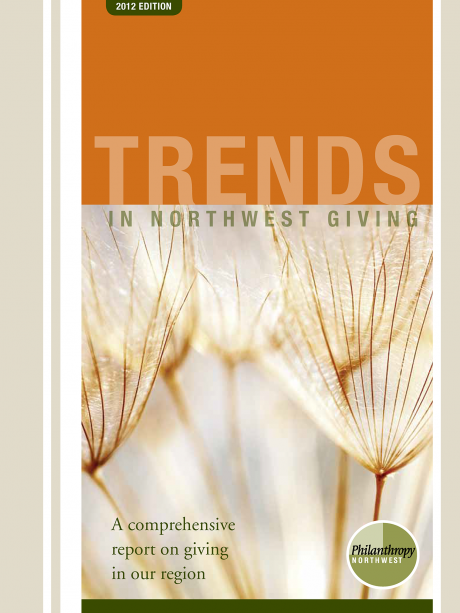 Cover image for Trends in NW Giving 2012 report-a picture of 5 dandelion-like seed pods
