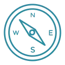 Icon of a compass in Teal