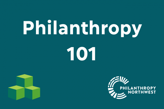 Philanthropy 101 Graphic with green building blocks