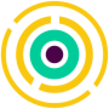 Icon of a target with purple, green and yellow rings