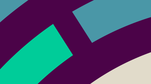 Abstract graphic featuring curved shapes in teal, turquoise, cream and deep purple, used as a decorative Philanthropy Northwest background