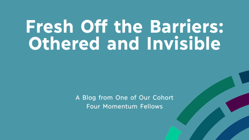 River blue graphic that says "Fresh Off the Barriers: Othered and Invisible" and has a Philanthropy Northwest logo element in different colors in the right corner.