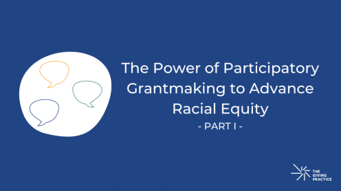 Graphic for Equity-Centered Strategy Series — Part 4: Who Belongs at the Table? Rethinking Role and Participation in Equity-Centered Strategy. Teal background with a white organic frame at left containing a stylized tree (black trunk and roots, yellow leaves). Large white title at right; The Giving Practice logo in the lower right.