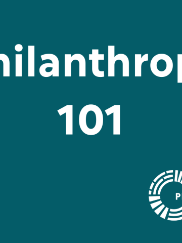 Philanthropy 101 Graphic with green building blocks