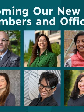 Welcoming our new board members and officers graphic with headshots