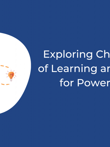 Exploring Characteristics of Learning and Evaluation for Power Shifting Featured Image on Blue Background with Iconography of light bulb, pen, ear, and mouth 