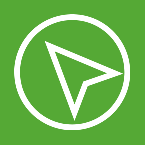 Icon of a compass on a grass colored background