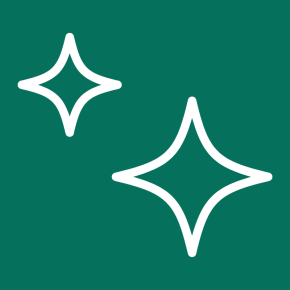 Icon of two stars on a pine colored background